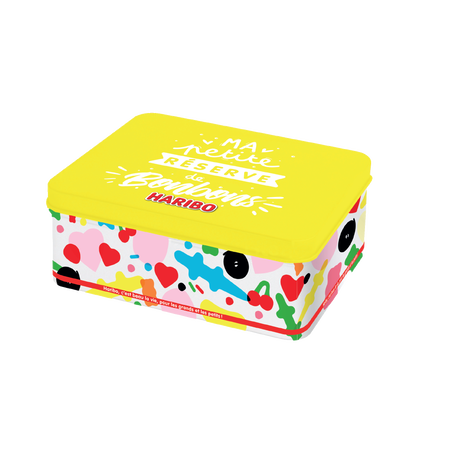 Boite m&eacute;tal r&eacute;serve &agrave; bonbons Jaune image number null