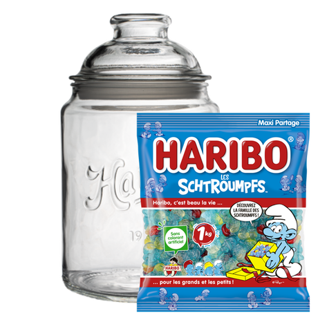 Bonbonni&egrave;re Vintage 1920 2L + Les Schtroumpfs Sachet Vrac 1kg image number null