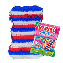 Pinata Bleu Blanc rouge + Multipack Dragibus Summer Game