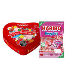 Coffret Bonbons Cadeau Bo&icirc;te C&oelig;ur + Dragibus Love Edition