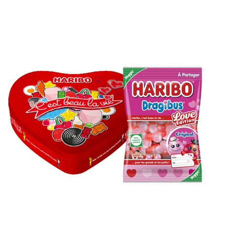 Coffret Bonbons Cadeau Bo&icirc;te C&oelig;ur + Dragibus Love Edition image number null