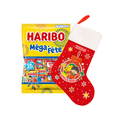 Chaussette de Noël Haribo + Méga fête 1kg