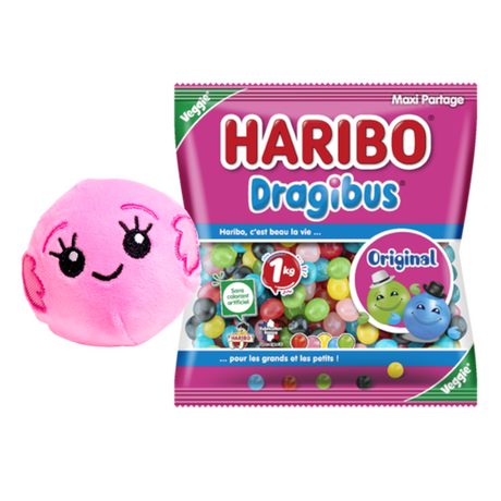 Dragibus Original vrac 1kg + Peluche Dragibus rose image number null