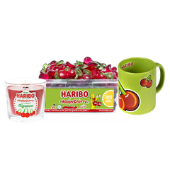 Boite 105 bonbons + Bougie + Mug Happy Cherry