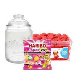 Pack bonbonnière vintage 2L + Tagada 200 bonbons + Tagada Pink Lemonade 180g