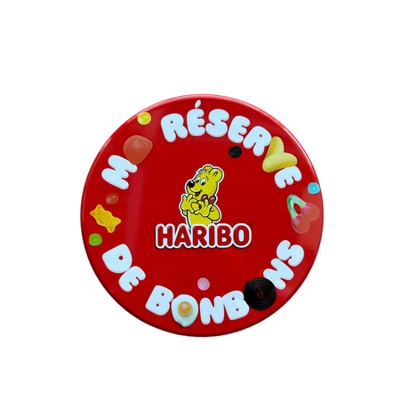 Bo&icirc;te m&eacute;tal rouge "Ma r&eacute;serve de bonbons" image number null