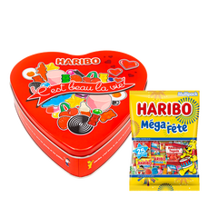 Boîte bonbon coeur Métal + Méga Fête 1kg