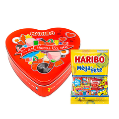 Boîte bonbon coeur Métal et paquet Méga Fête 1kg