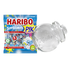 Bonbonni&egrave;re pench&eacute;e 1.2L + Schtroumpfs P!k Sachet vrac 1kg