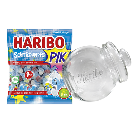 Bonbonni&egrave;re pench&eacute;e 1.2L + Schtroumpfs P!k Sachet vrac 1kg image number null