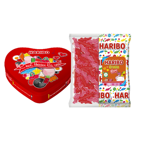 Coffret Cadeau Bonbons Bo&icirc;te C&oelig;ur + Croco 1kg image number null
