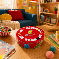 Bo&icirc;te m&eacute;tal rouge "Ma r&eacute;serve de bonbons"
